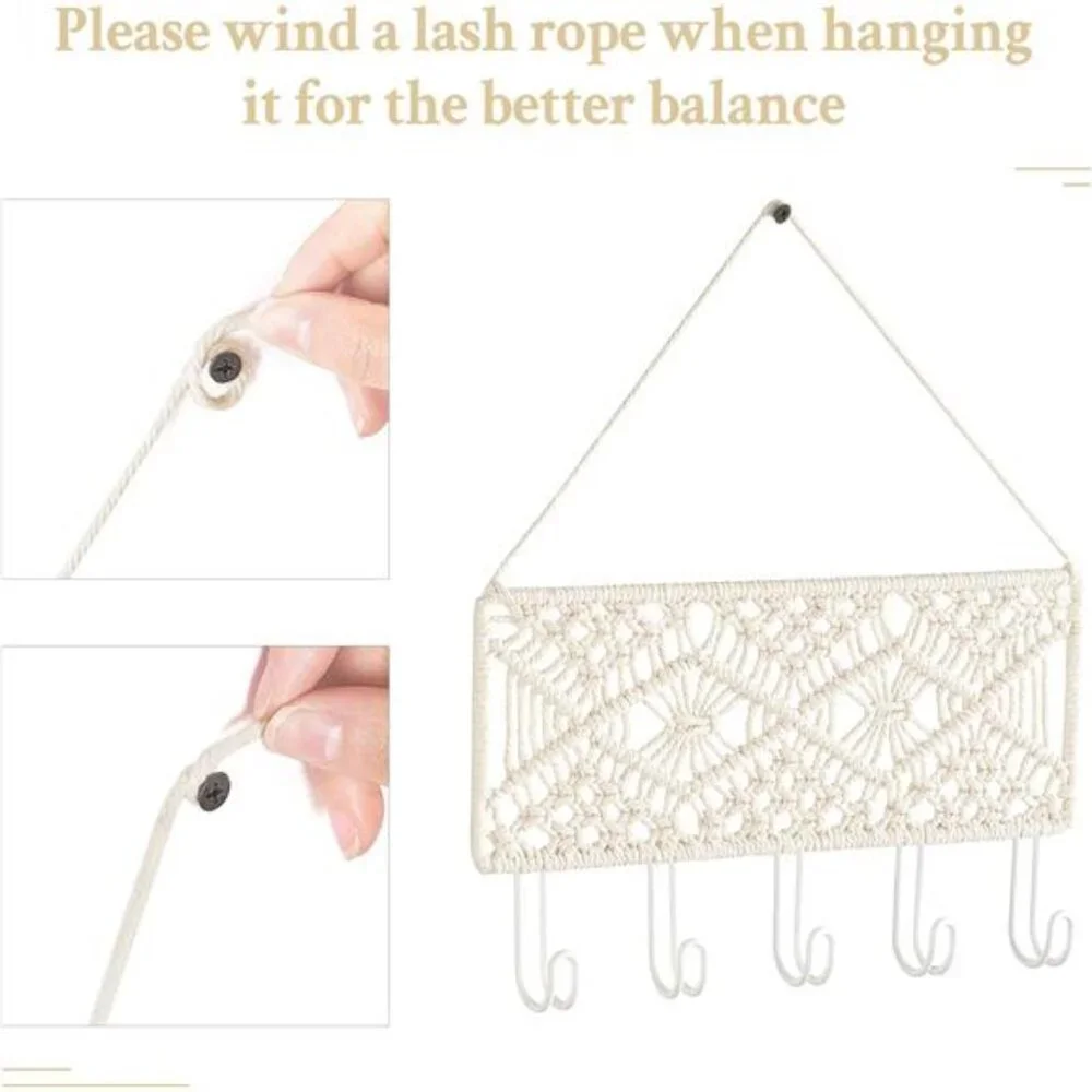 Small Decorative Macrame Key Holder Boho Home Decor
